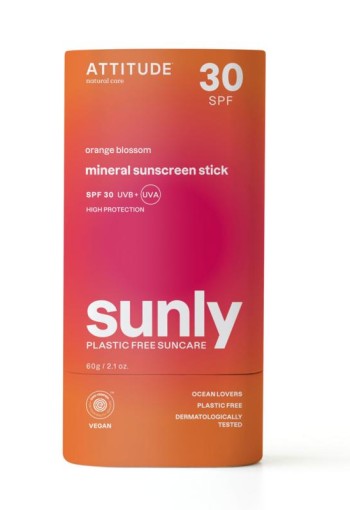 Attitude Sunly zonnebrandstick SPF30 oranjebloesem (60 Gram)