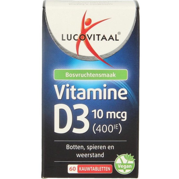 Lucovitaal Vitamine D3 10mcg (400IE) vegan (60 Kauwtabletten)