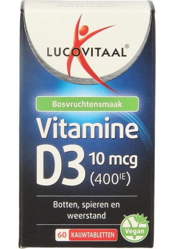 Lucovitaal Vitamine D3 10mcg (400IE) vegan (60 Kauwtabletten)