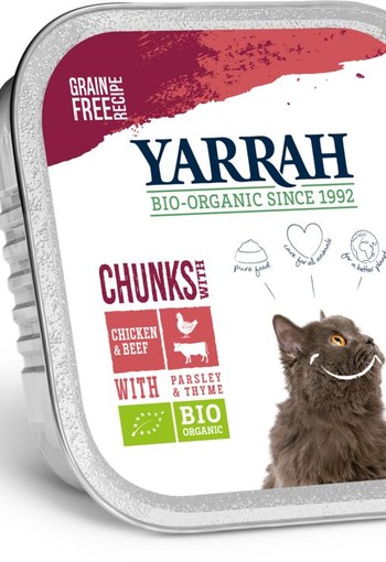 Yarrah Kattenvoer chunks met kip en rund bio (100 Gram)